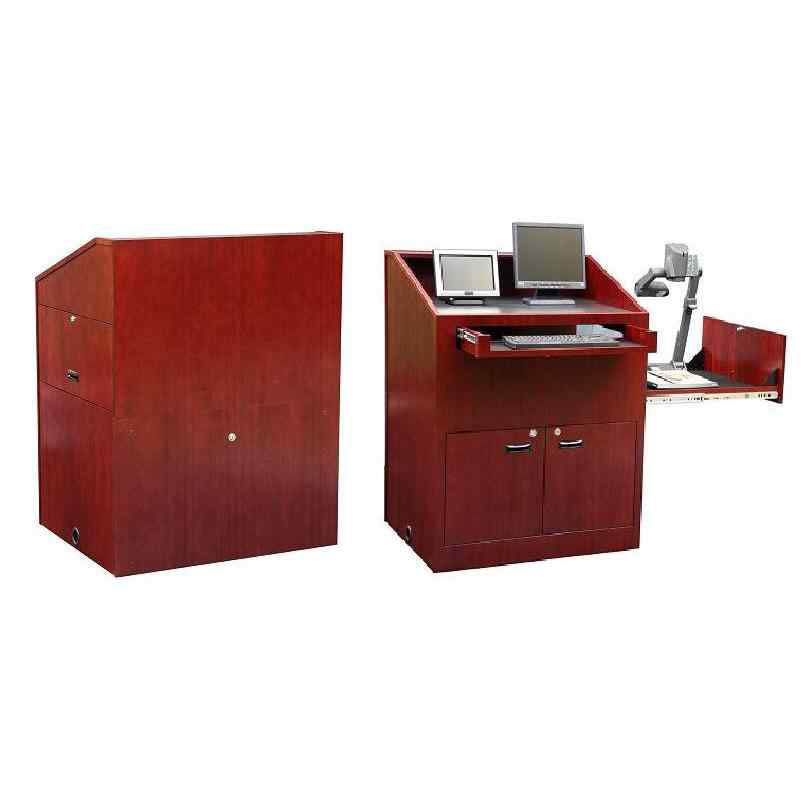 Sound-Craft MML48V-Natural Cherry Presenter Series 48"H x 48"W Multimedia Lectern with Natural Cherry Wood Veneer - Sound-Craft-MML48V-Natural-Cherry