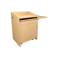 Middle Atlantic L2LDC2FCMKM PRE-CONFIGURED L2 SERIES LECTERN, 28" W, 25" D, WITH CONNECTIVITY AND FLIP UP SHELF - Knotted Maple