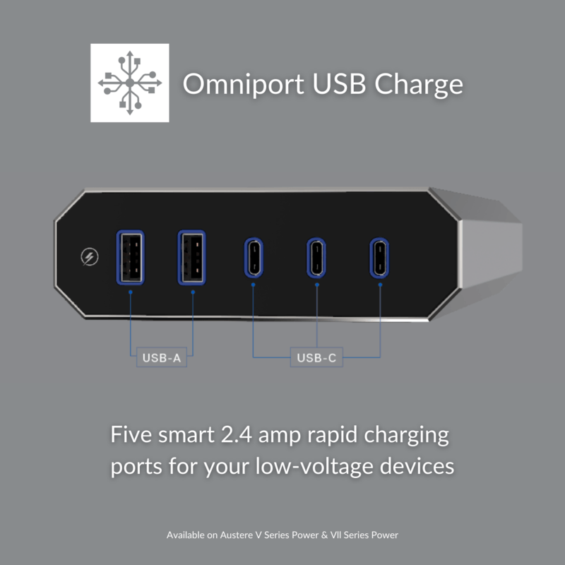 Austere Power V Series 8-Outlet with Omniport USB (North America) &#124; 5S-PS8-US1 - Austere-5S-PS8-US1