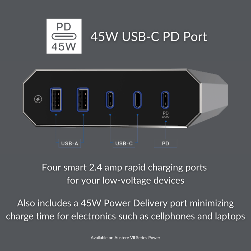 Austere Power VII Series 8-Outlet with Omniport USB+PD (North America) &#124; 7S-PS8-US1 - Austere-7S-PS8-US1
