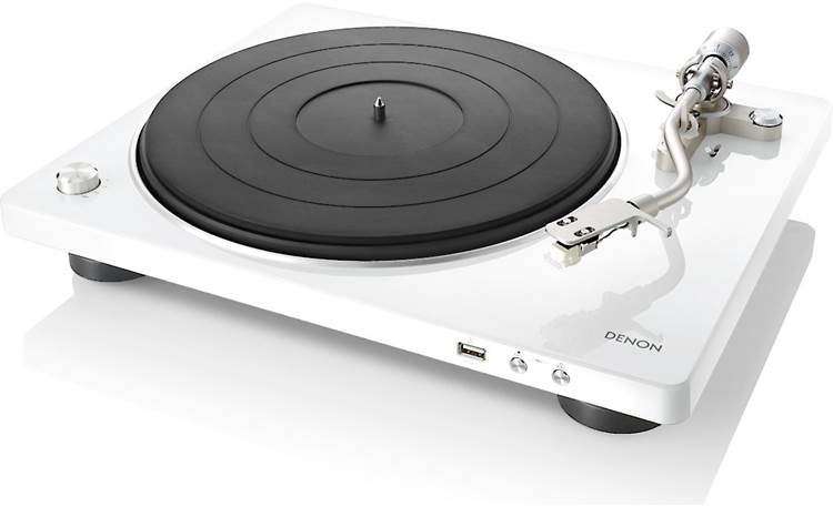 Denon DP-450USB Semi-automatic belt-drive turntable with pre-mounted cartridge, USB output and built-in phono preamp (White) - DP450USBWTEM - Denon-DP-450USB-WT