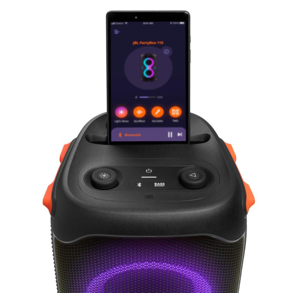 JBL PartyBox 110 portable party speaker - light effects, Bluetooth connectivity, Mic/Guitar input, rechargeable battery  - JBL-JBLPARTYBOX110AM