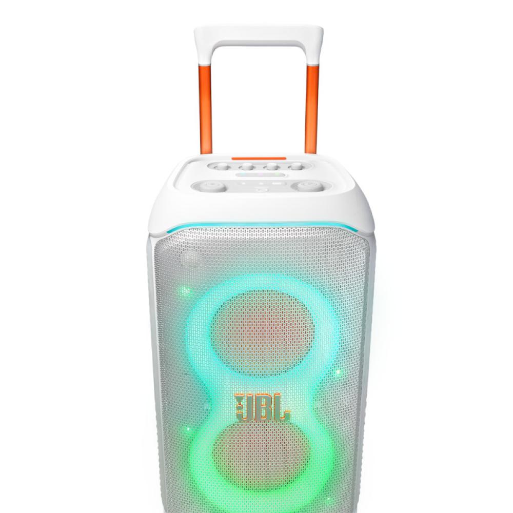 JBL PartyBox Stage 320 Portable party speaker - JBL Pro Sound, lightshow, splashproof, telescopic handle, wheels - White - JBL-JBLPBSTAGE320SWAM