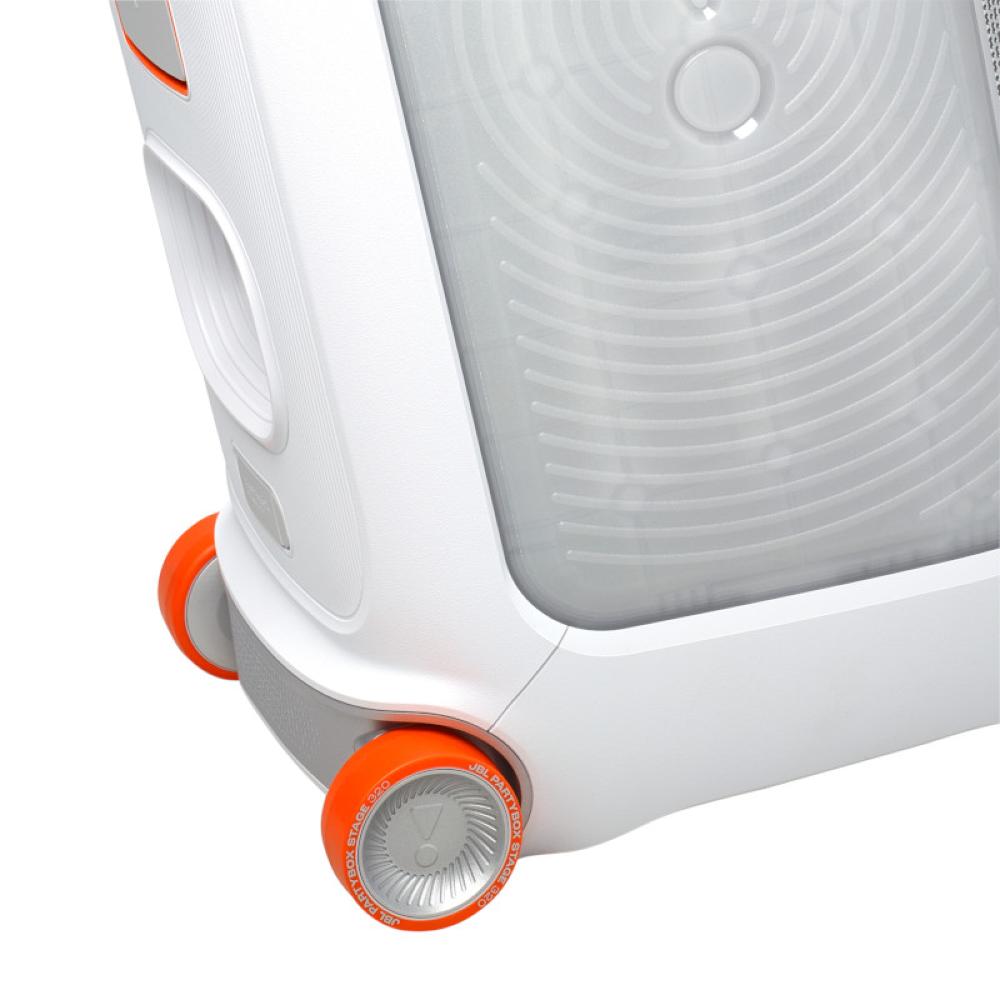 JBL PartyBox Stage 320 Portable party speaker - JBL Pro Sound, lightshow, splashproof, telescopic handle, wheels - White - JBL-JBLPBSTAGE320SWAM