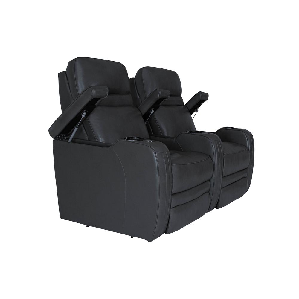 RowOne Cortes Black Leather 2 Chair Straight Row Motorized - RowOne-RO8050-R2CH-BLK