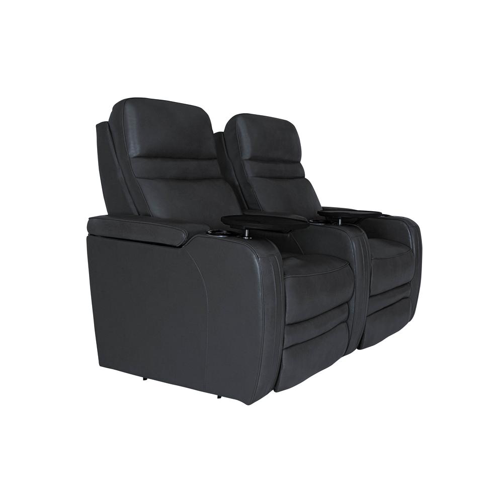 RowOne Cortes Black Leather 2 Chair Straight Row Motorized - RowOne-RO8050-R2CH-BLK