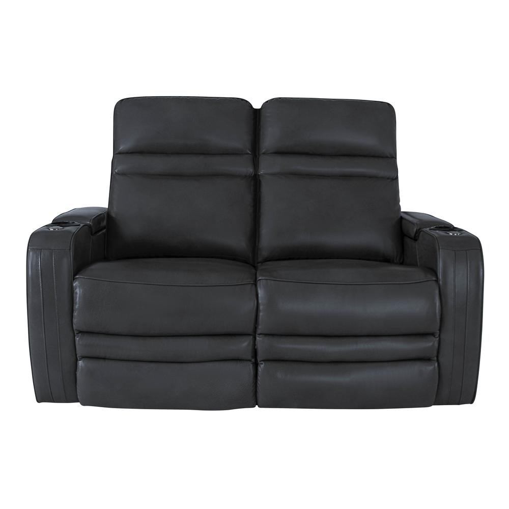 RowOne Cortes Black Leather 2 Seat Loveseat Motorized - RowOne-RO8050-R2LSH-BLK