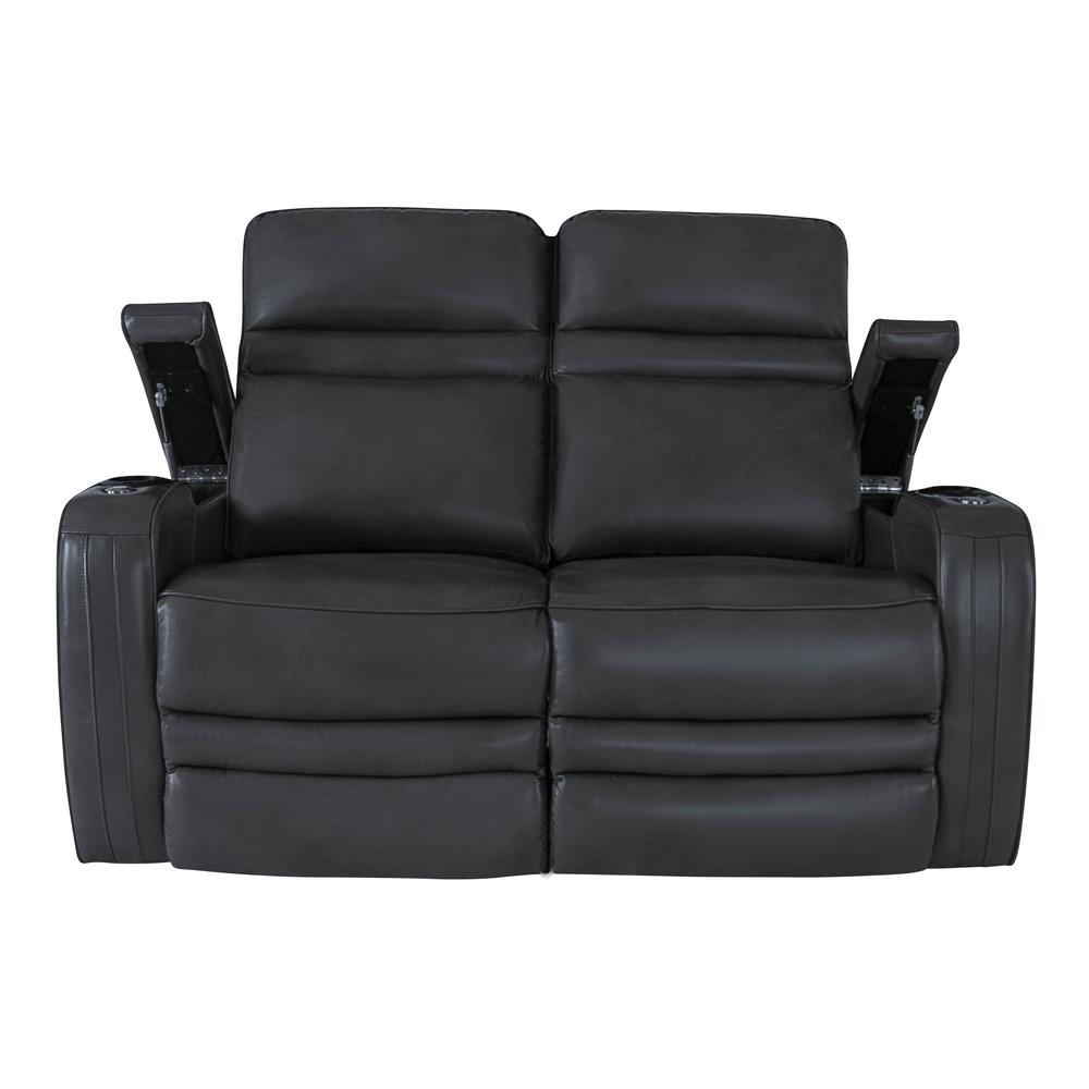 RowOne Cortes Black Leather 2 Seat Loveseat Motorized - RowOne-RO8050-R2LSH-BLK