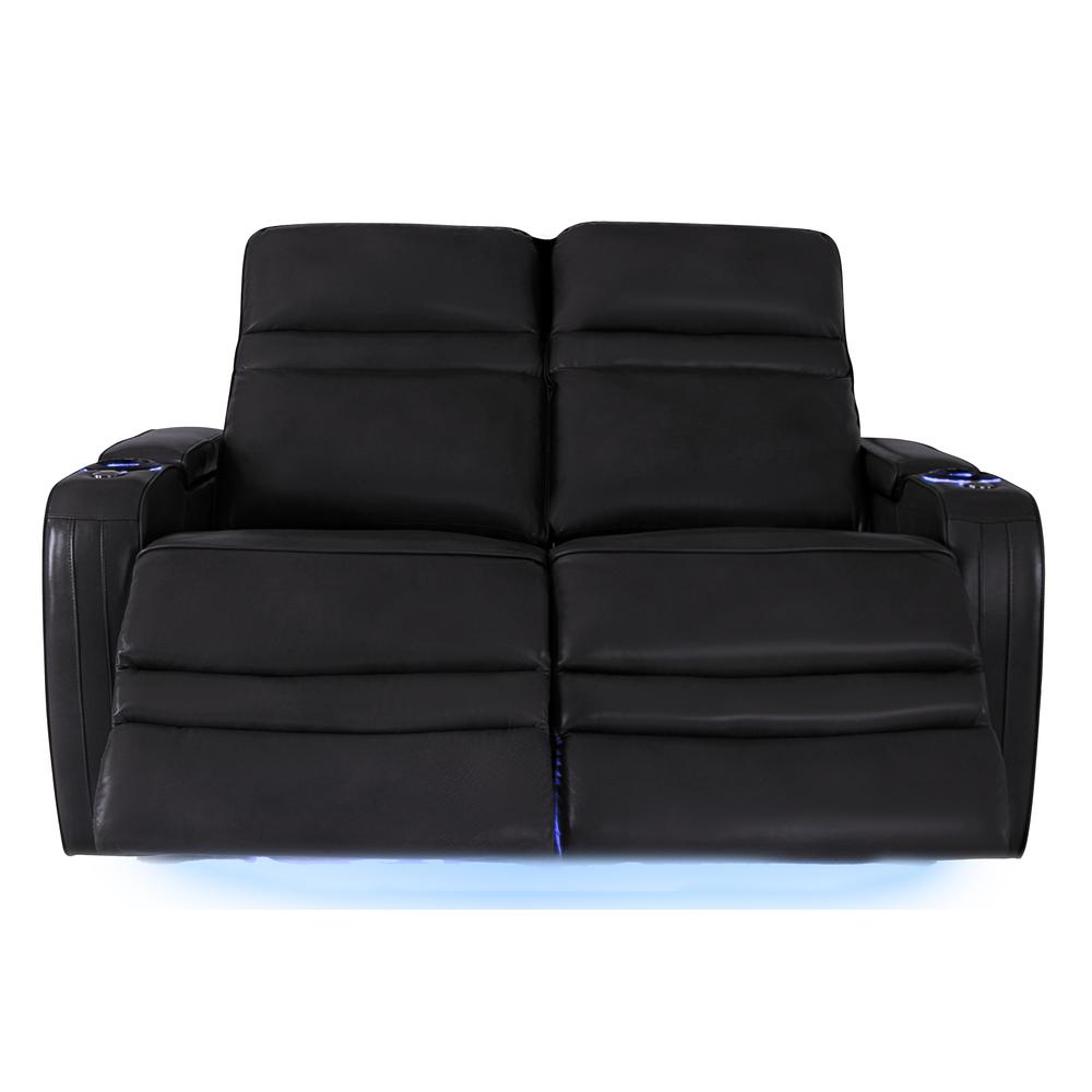 RowOne Cortes Black Leather 2 Seat Loveseat Motorized - RowOne-RO8050-R2LSH-BLK