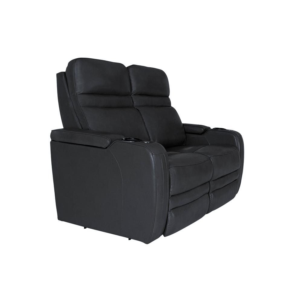 RowOne Cortes Black Leather 2 Seat Loveseat Motorized - RowOne-RO8050-R2LSH-BLK