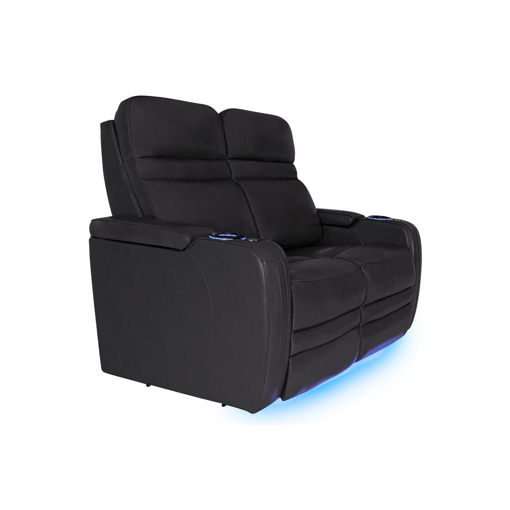 RowOne Cortes Black Leather 2 Seat Loveseat Motorized - RowOne-RO8050-R2LSH-BLK