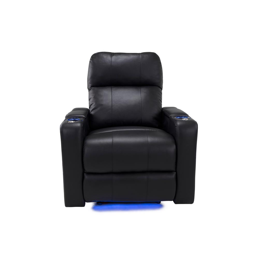 RowOne Prestige Black Leather 2-Arm Chair Motorized - RowOne-RO8016-08P-BLK