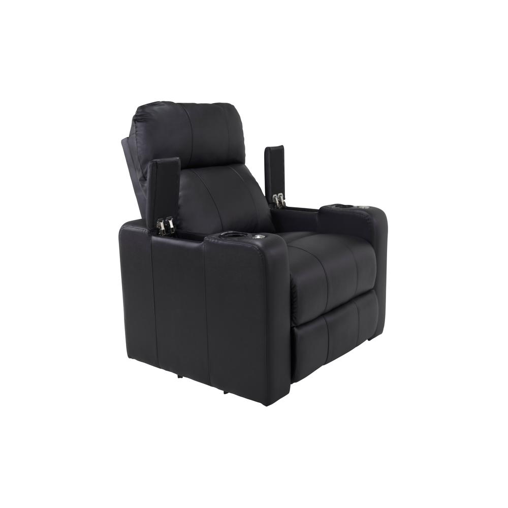 RowOne Prestige Black Leather 2-Arm Chair Motorized - RowOne-RO8016-08P-BLK