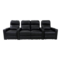 RowOne Prestige Black Leather 4 Chair Straight Row with Loveseat Motorized