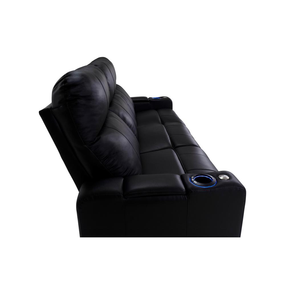 RowOne Prestige Black Leather 3 Seat Sofa Motorized - RowOne-RO8016-R3SFA-BLK