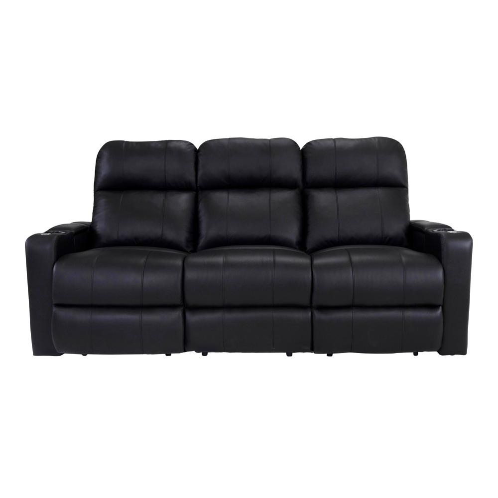 RowOne Prestige Black Leather 3 Seat Sofa Motorized - RowOne-RO8016-R3SFA-BLK