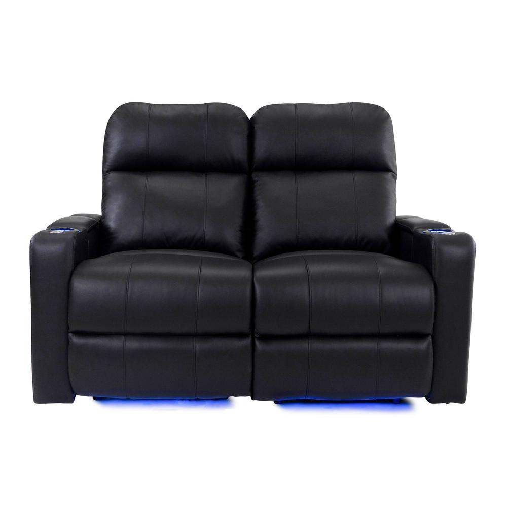 RowOne Prestige Black Leather 2 Seat Loveseat Motorized - RowOne-RO8016-R2LSP-BLK