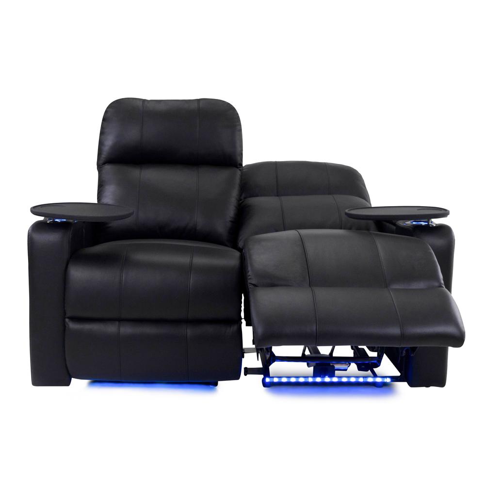 RowOne Prestige Black Leather 2 Seat Loveseat Motorized - RowOne-RO8016-R2LSP-BLK