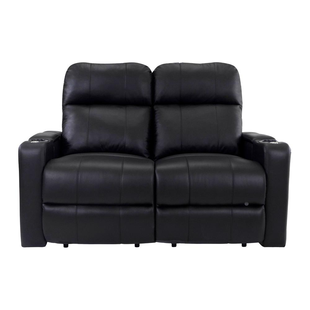 RowOne Prestige Black Leather 2 Seat Loveseat Motorized - RowOne-RO8016-R2LSP-BLK