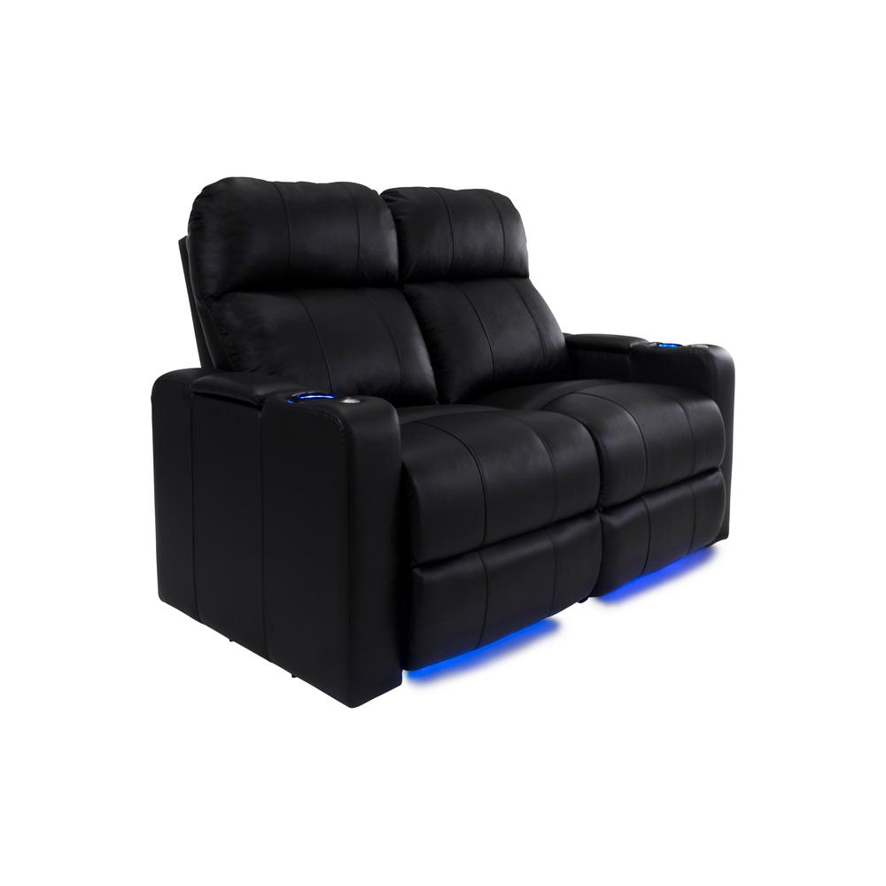 RowOne Prestige Black Leather 2 Seat Loveseat Motorized - RowOne-RO8016-R2LSP-BLK