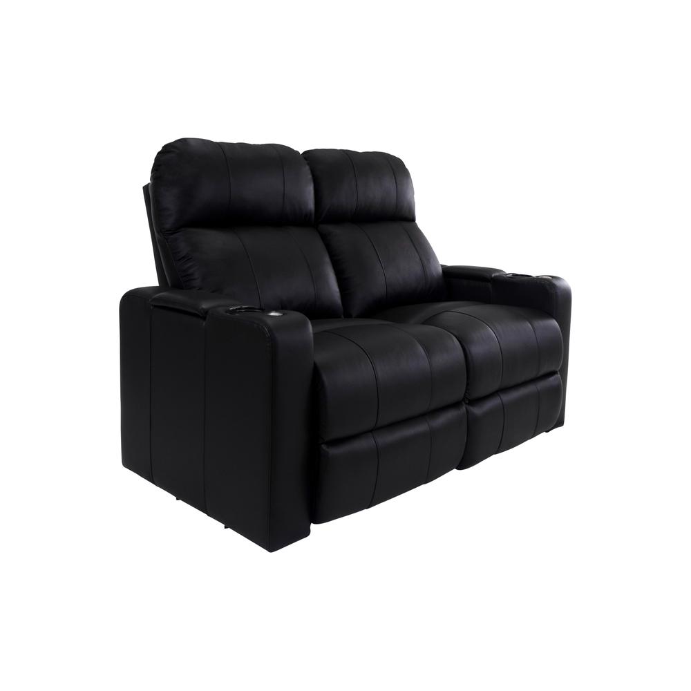 RowOne Prestige Black Leather 2 Seat Loveseat Motorized - RowOne-RO8016-R2LSP-BLK