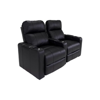 RowOne Prestige Black Leather 2 Chair Straight Row Motorized