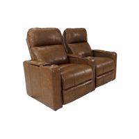 RowOne Prestige Brown Leather 2 Chair Straight Row Motorized