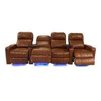 RowOne Prestige Brown Leather 4 Chair Straight Row with Loveseat Motorized