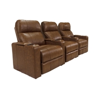 RowOne Prestige Brown Leather 3 Chair Straight Row Motorized