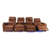 RowOne Prestige Brown Leather 4 Chair Straight Row Motorized