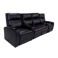 RowOne Galaxy II 4 Chair Straight Row with Loveseat Motorized - Black