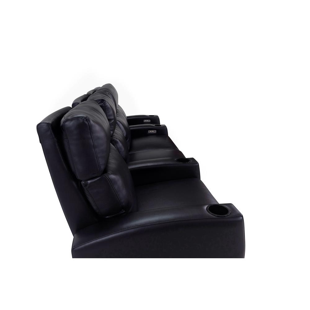 RowOne Galaxy II 4 Chair Straight Row with Loveseat Motorized - Black - RowOne-RO8068-R4LSP-BLK