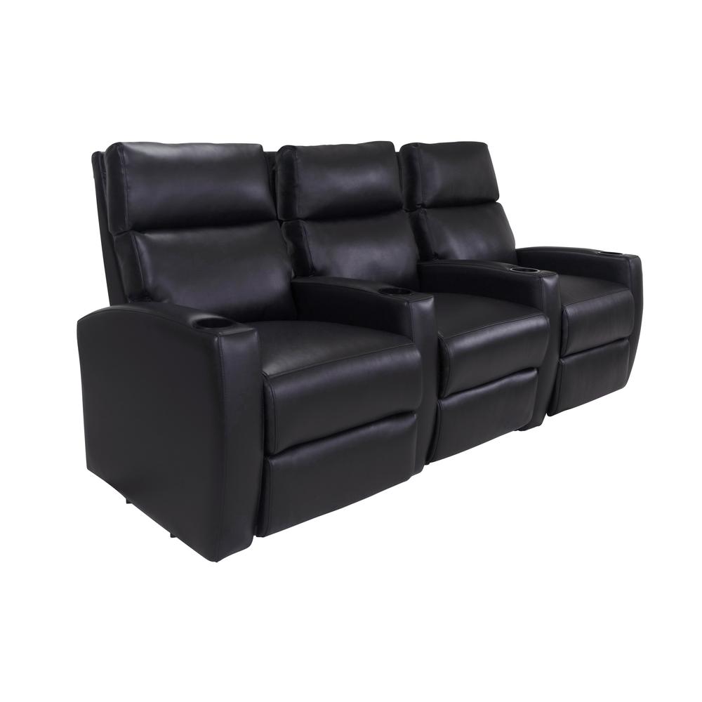 RowOne Galaxy II 3 Chair Straight Row Motorized - Black - RowOne-RO8068-R3CP-BLK