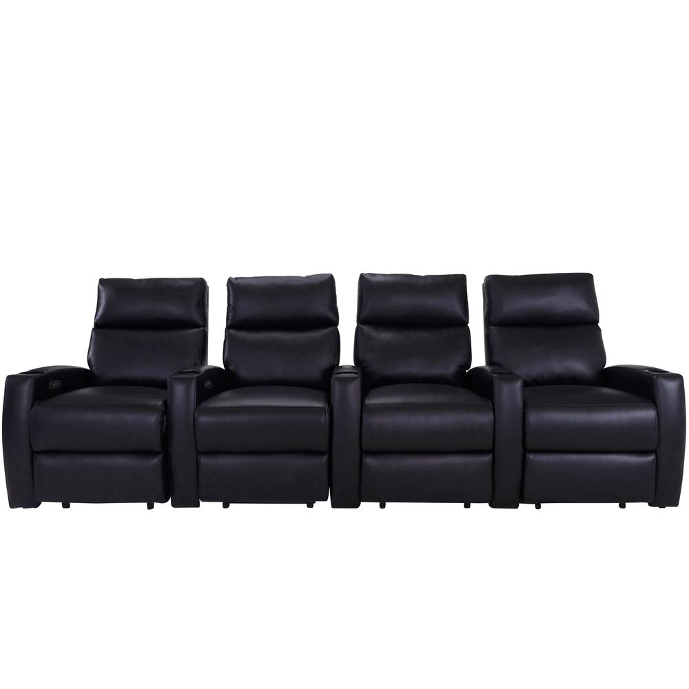 RowOne Galaxy II 4 Chair Straight Row Motorized - Black - RowOne-RO8068-R4CP-BLK