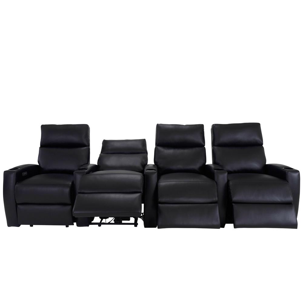 RowOne Galaxy II 4 Chair Straight Row Motorized - Black - RowOne-RO8068-R4CP-BLK