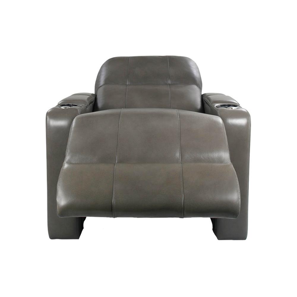 RowOne Prestige Gray Leather 2-Arm Chair Motorized - RowOne-RO8016-08P-GRY