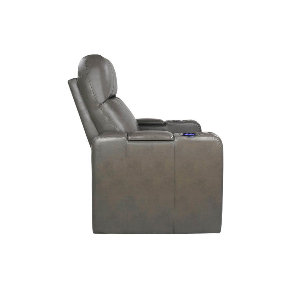 RowOne Prestige Gray Leather 2-Arm Chair Motorized - RowOne-RO8016-08P-GRY