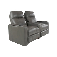 RowOne Prestige Gray Leather 2 Chair Straight Row Motorized