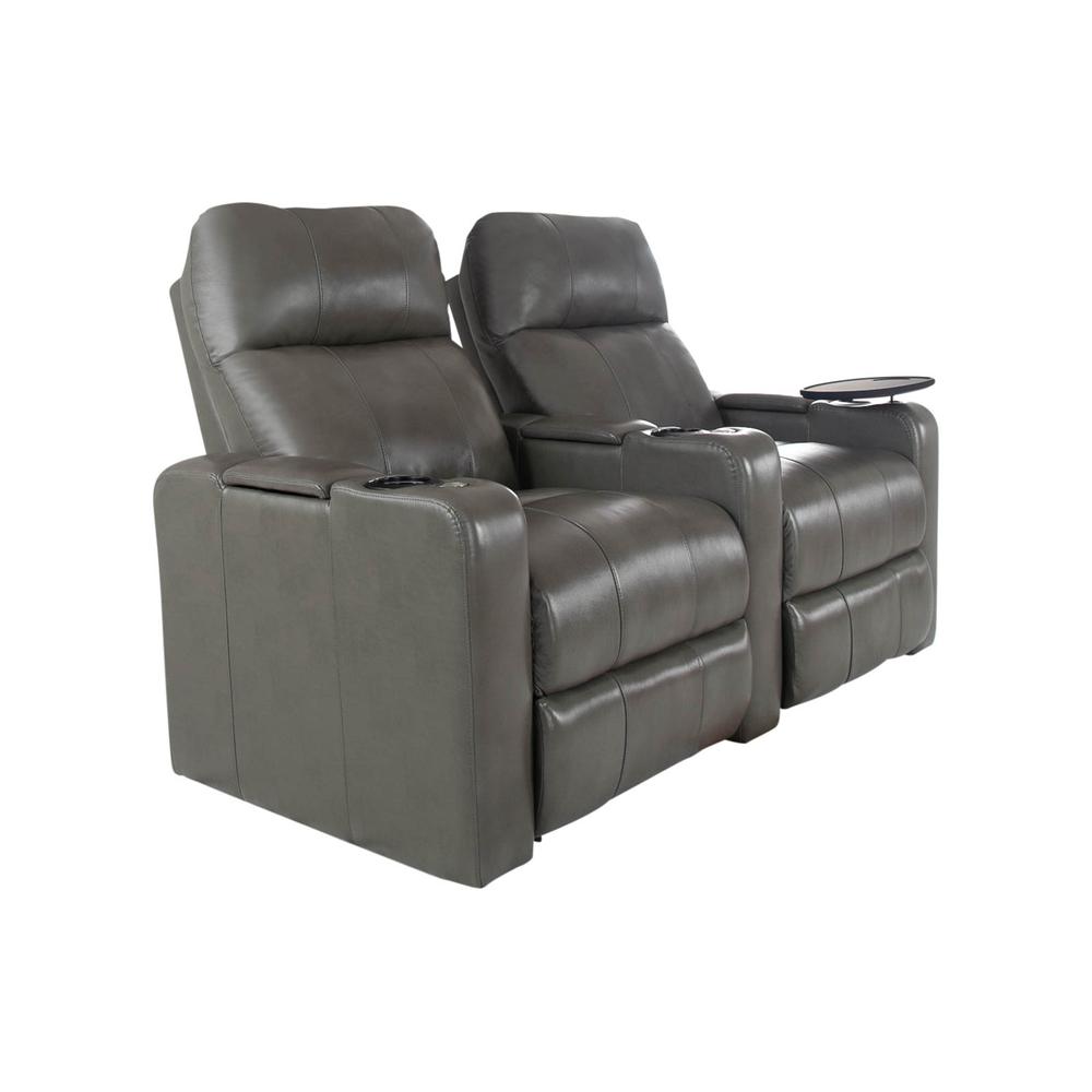 RowOne Prestige Gray Leather 2 Chair Straight Row Motorized - RowOne-RO8016-R2CP-GRY