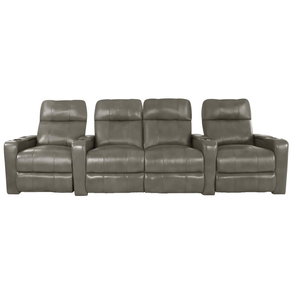 RowOne Prestige Gray Leather 4 Chair Straight Row with Loveseat Motorized - RowOne-RO8016-R4LSP-GRY