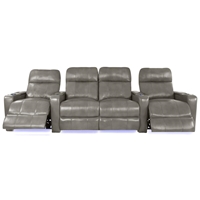 RowOne Prestige Gray Leather 4 Chair Straight Row with Loveseat Motorized