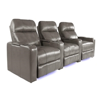 RowOne Prestige Gray Leather 3 Chair Straight Row Motorized