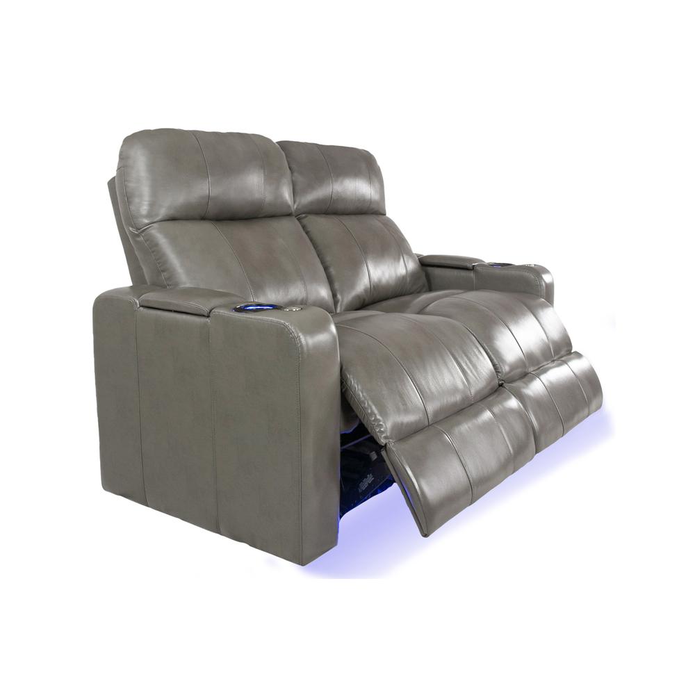 RowOne Prestige Gray Leather 2 Seat Loveseat Motorized - RowOne-RO8016-R2LSP-GRY