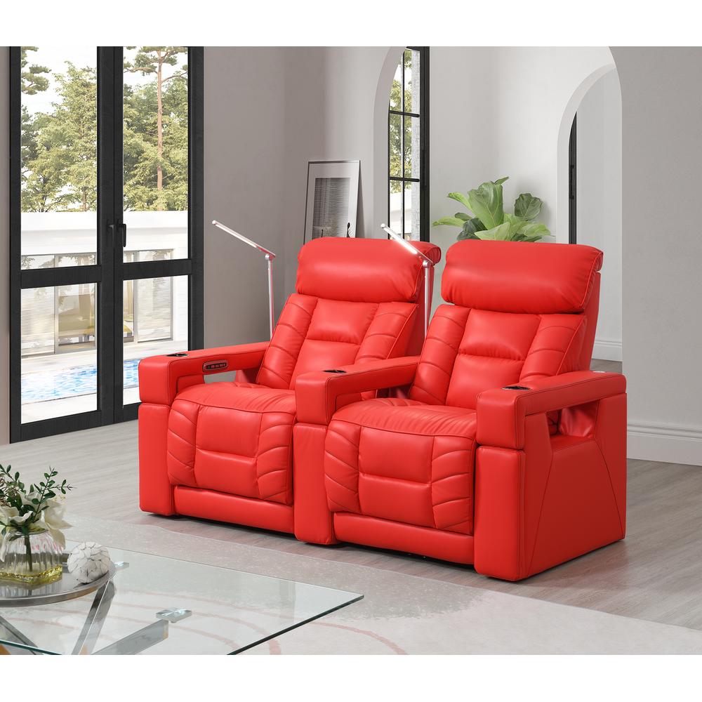 RowOne Rebellion 2 Chair Straight Row Motorized - Red - RowOne-RO8045-R2CH-RED