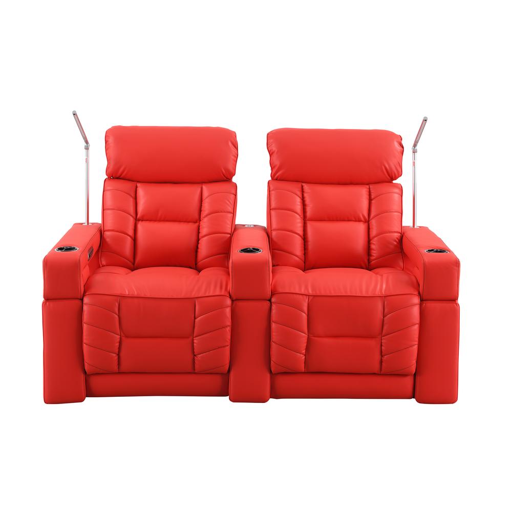 RowOne Rebellion 2 Chair Straight Row Motorized - Red - RowOne-RO8045-R2CH-RED