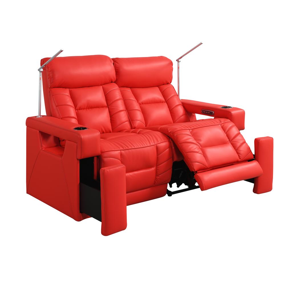 RowOne Rebellion 2 Seat Loveseat Motorized - Red - RowOne-RO8045-R2LSH-RED