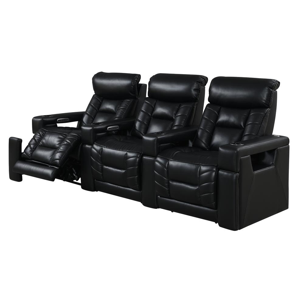 RowOne Rebellion 3 Chair Straight Row Motorized - Black - RowOne-RO8045-R3CH-BLK