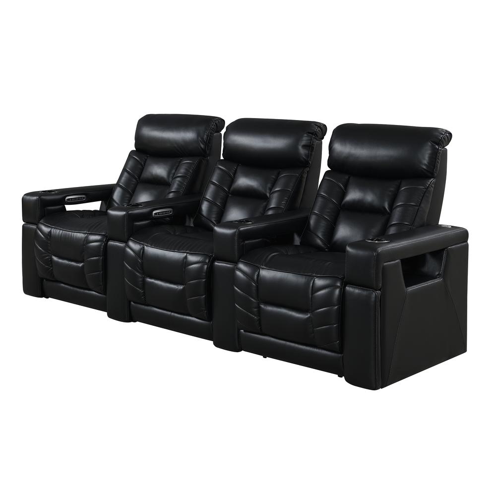 RowOne Rebellion 3 Chair Straight Row Motorized - Black - RowOne-RO8045-R3CH-BLK