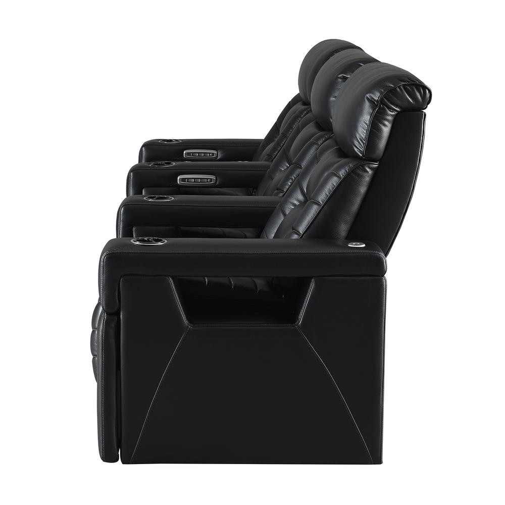 RowOne Rebellion 3 Chair Straight Row Motorized - Black - RowOne-RO8045-R3CH-BLK