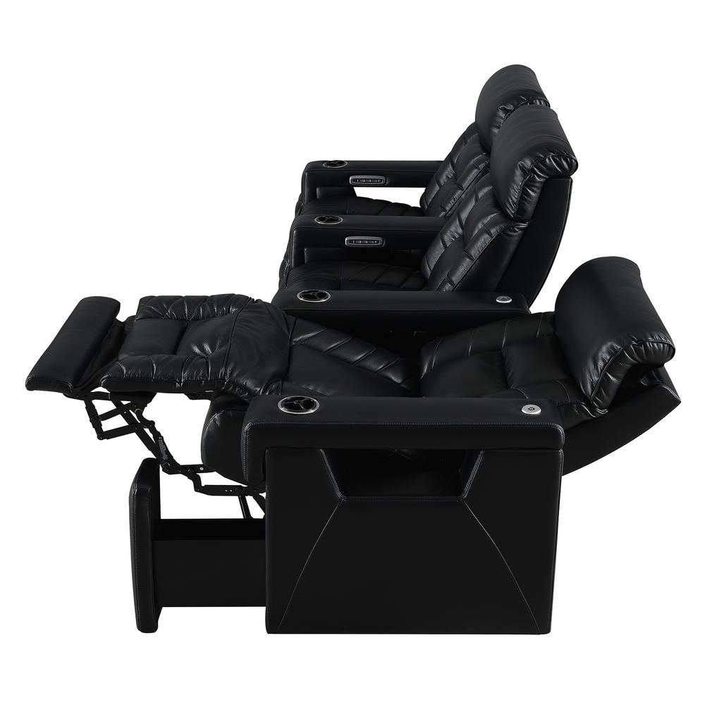 RowOne Rebellion 3 Chair Straight Row Motorized - Black - RowOne-RO8045-R3CH-BLK